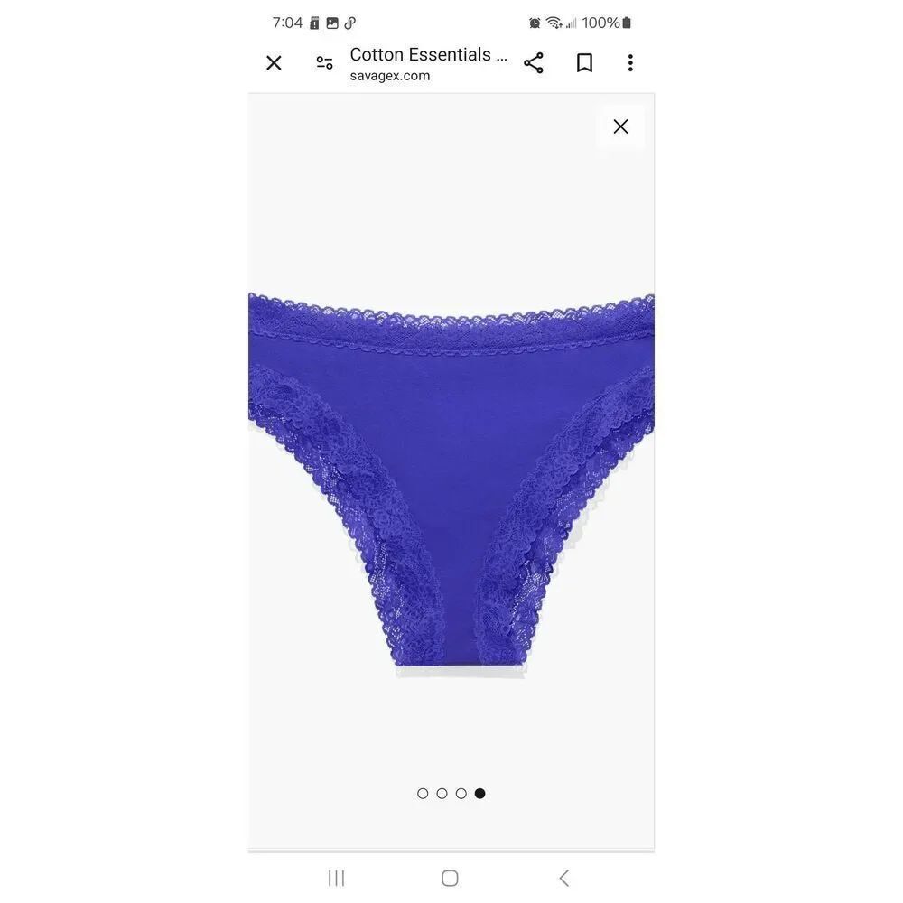 New 2X Savage X Fenty Taboo Blue Cotton Essentials Cheeky Panties Panties NWT